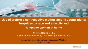 Conference slide from a presentation about use of preferred contraceptive method among young adults