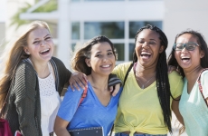 Female students laughing