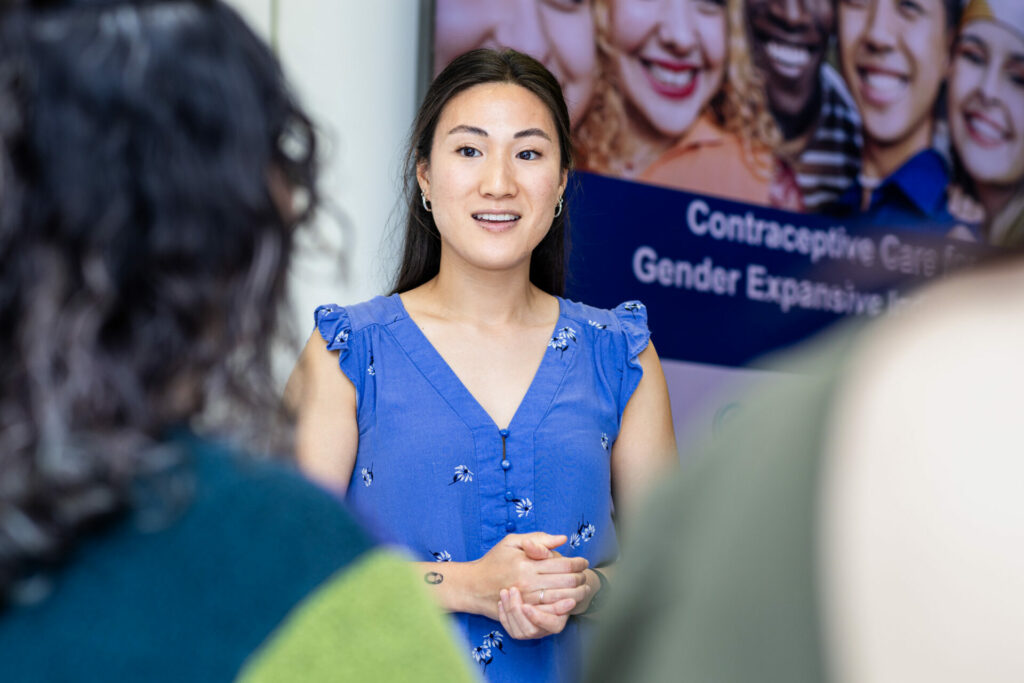 An educator giving a training